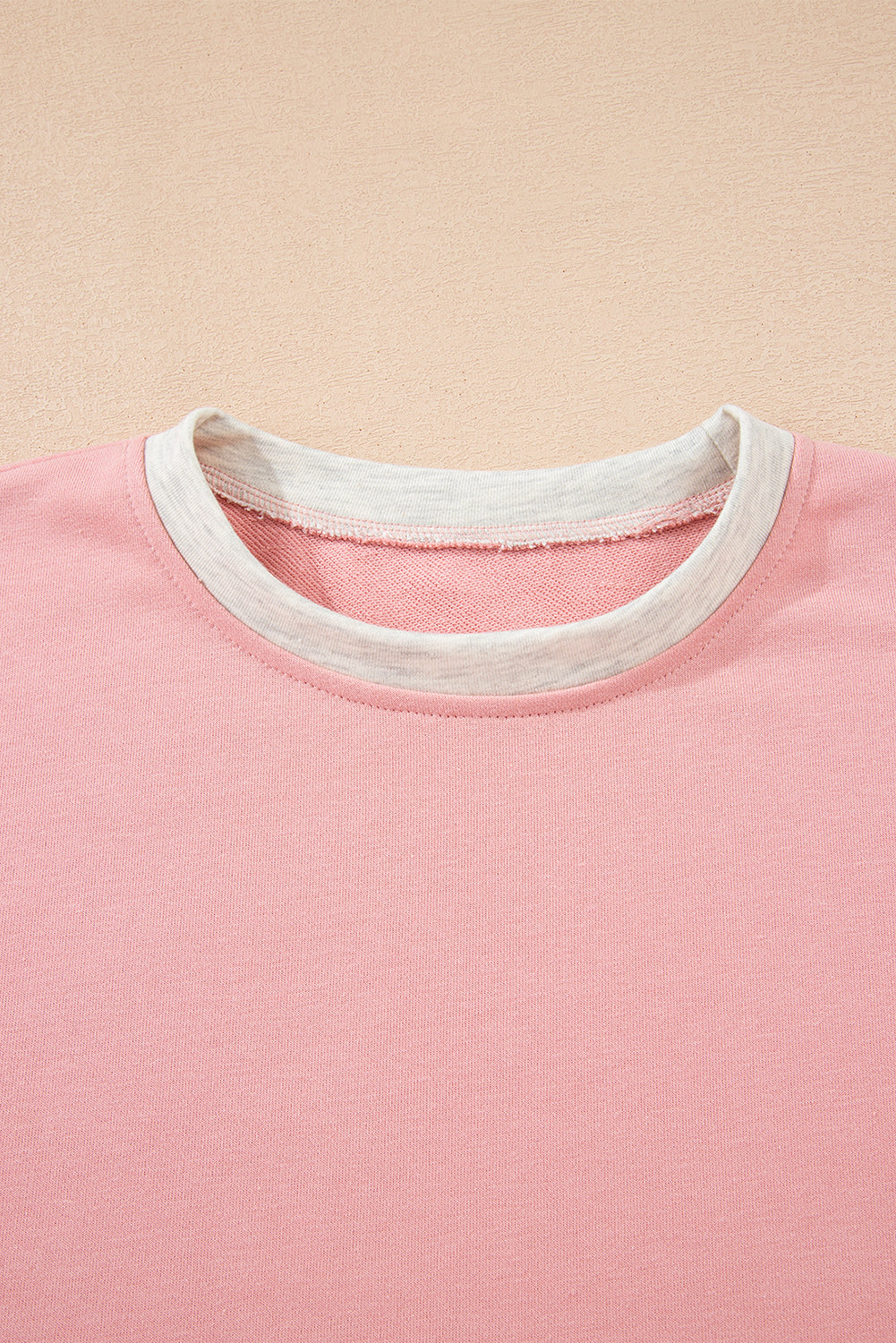 Apricot 2pcs Color Block Pullover Loose Pant Set