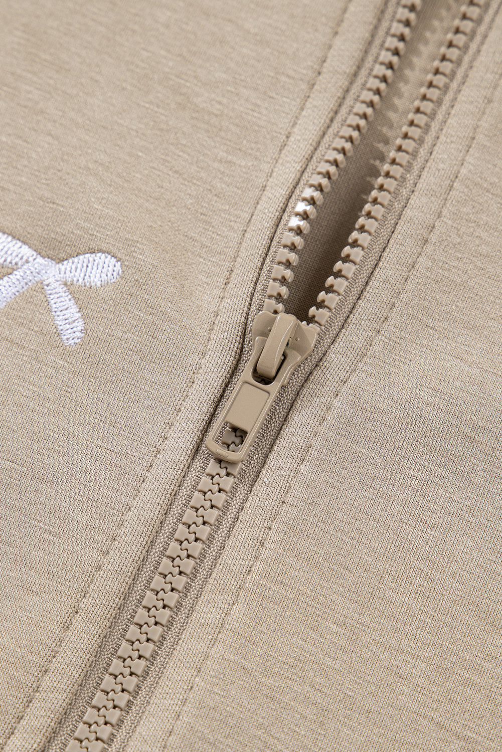 Goat Contrast Bow Embroidered Zip Up Jacket Hoodie