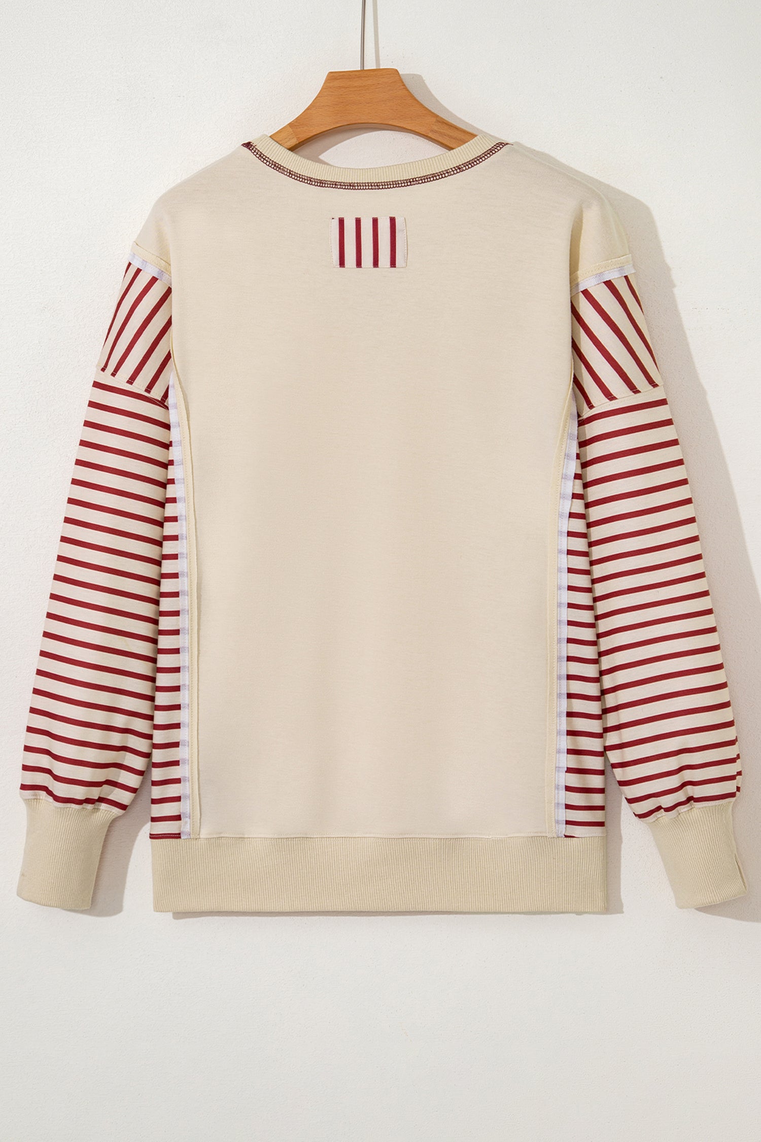 Black Stripe Sleeve Patchwork Casual Knit Top