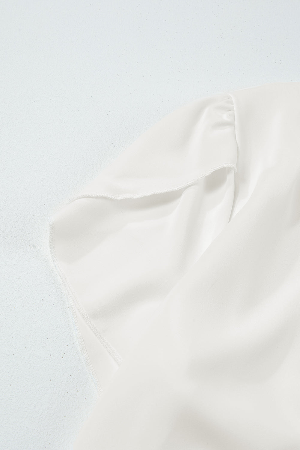 Black Silky Notched Neckline Petal Sleeve Blouse