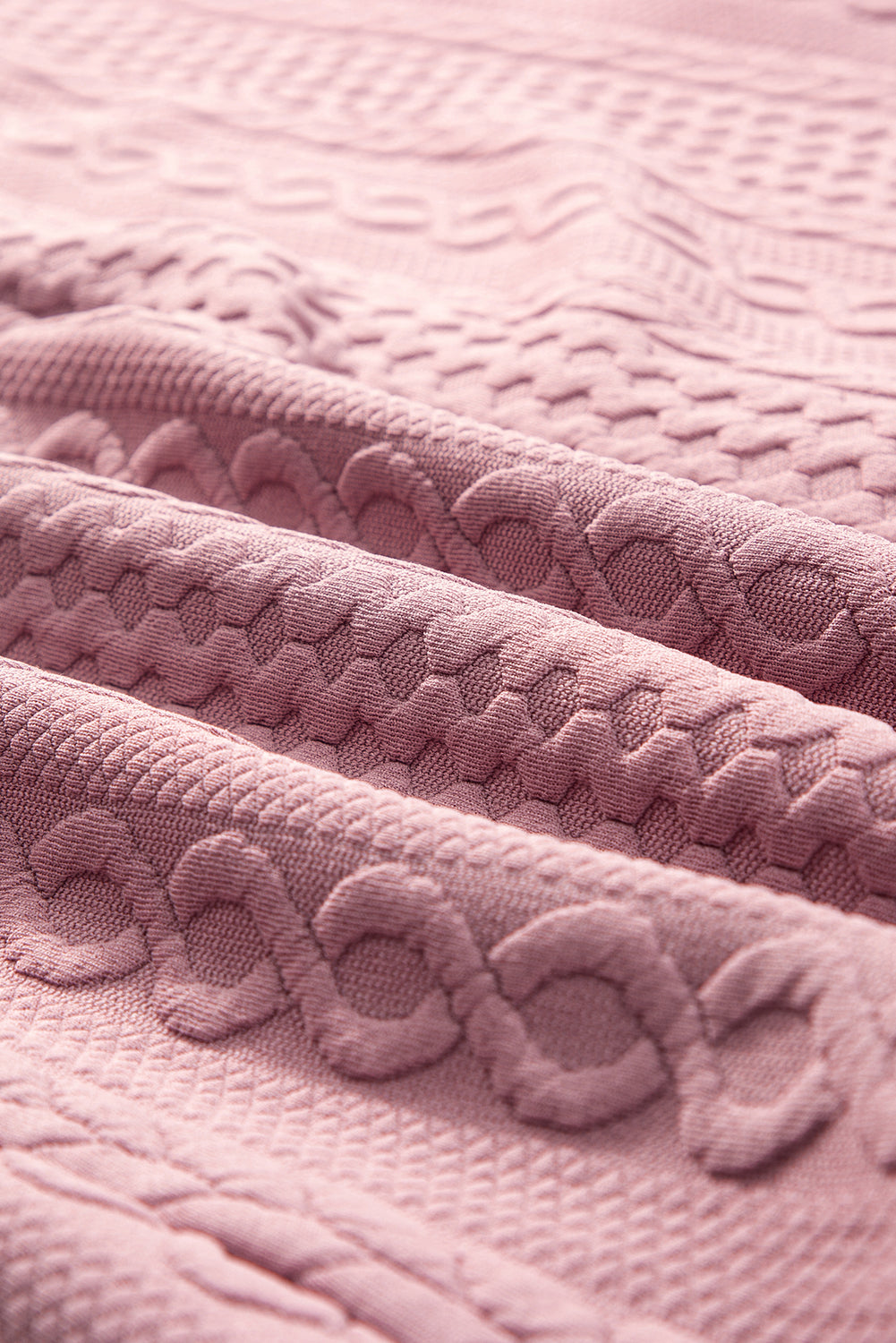 Sepia Rose Cable Texture Puff Sleeve Loose Shacket