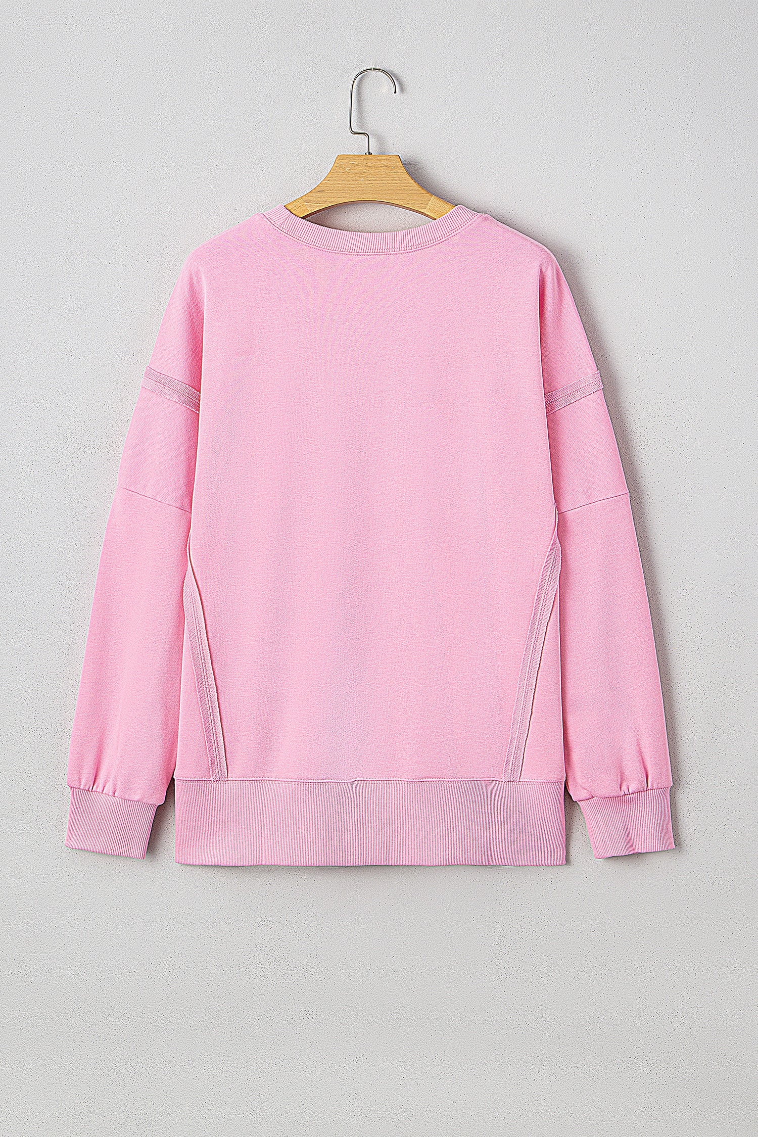 White Bow Sequin XOXO Letter Graphic Exposed Seam Baggy Sweatshirt