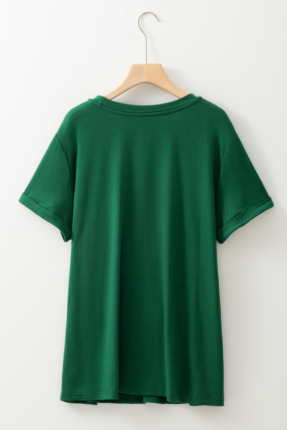 Iceland Blue Round Neck Rolled Sleeve Plus Size T-shirt