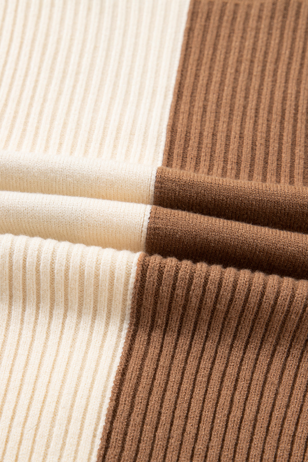 Khaki Checkered Ribbed Texture Knit Plus Size Cardigan Sweater