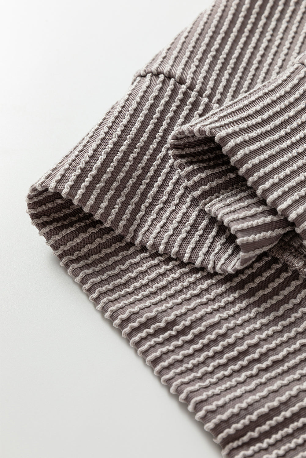 Pale Chestnut Color Block Corded Long Sleeve Top