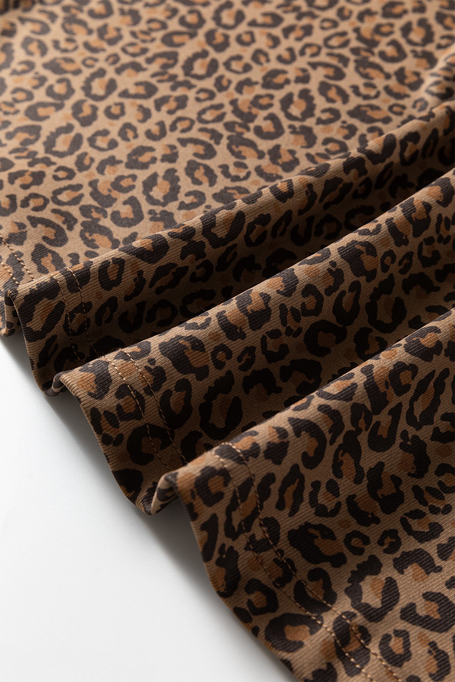 Khaki Fierce Leopard Crew Neck T Shirt