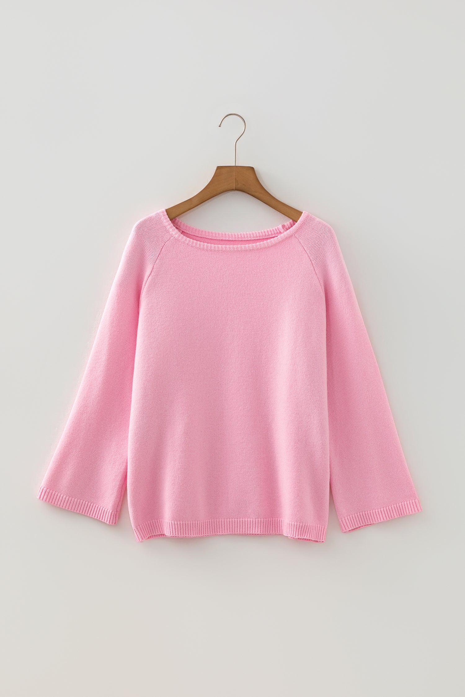 Sky Blue Solid Color Knit Loose Bracelet Sleeve Dolman Sweater