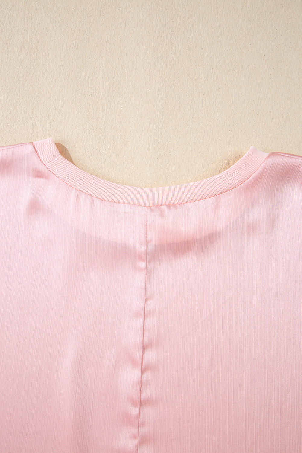 Pink Metallic Gloss Short Batwing Sleeve Plus Size Top