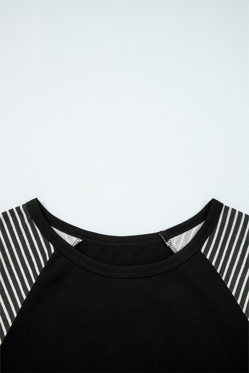 Tillandsia Purple Contrast Print Striped Raglan Long Sleeve Loose Top
