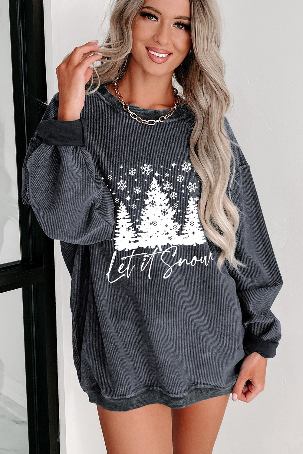 Khaki Give Thanks Pumpkin Graphic Corded Sweatshirt