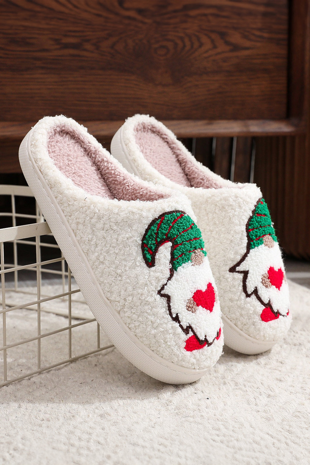 White Christmas Faceless Dwarf Shoes Plush House Slippers