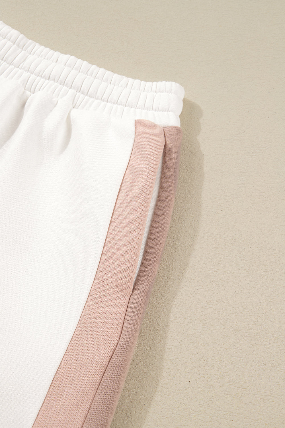 White Color Block Patchwork Drop Shoulder Pullover Casual Shorts 2pcs Outfit