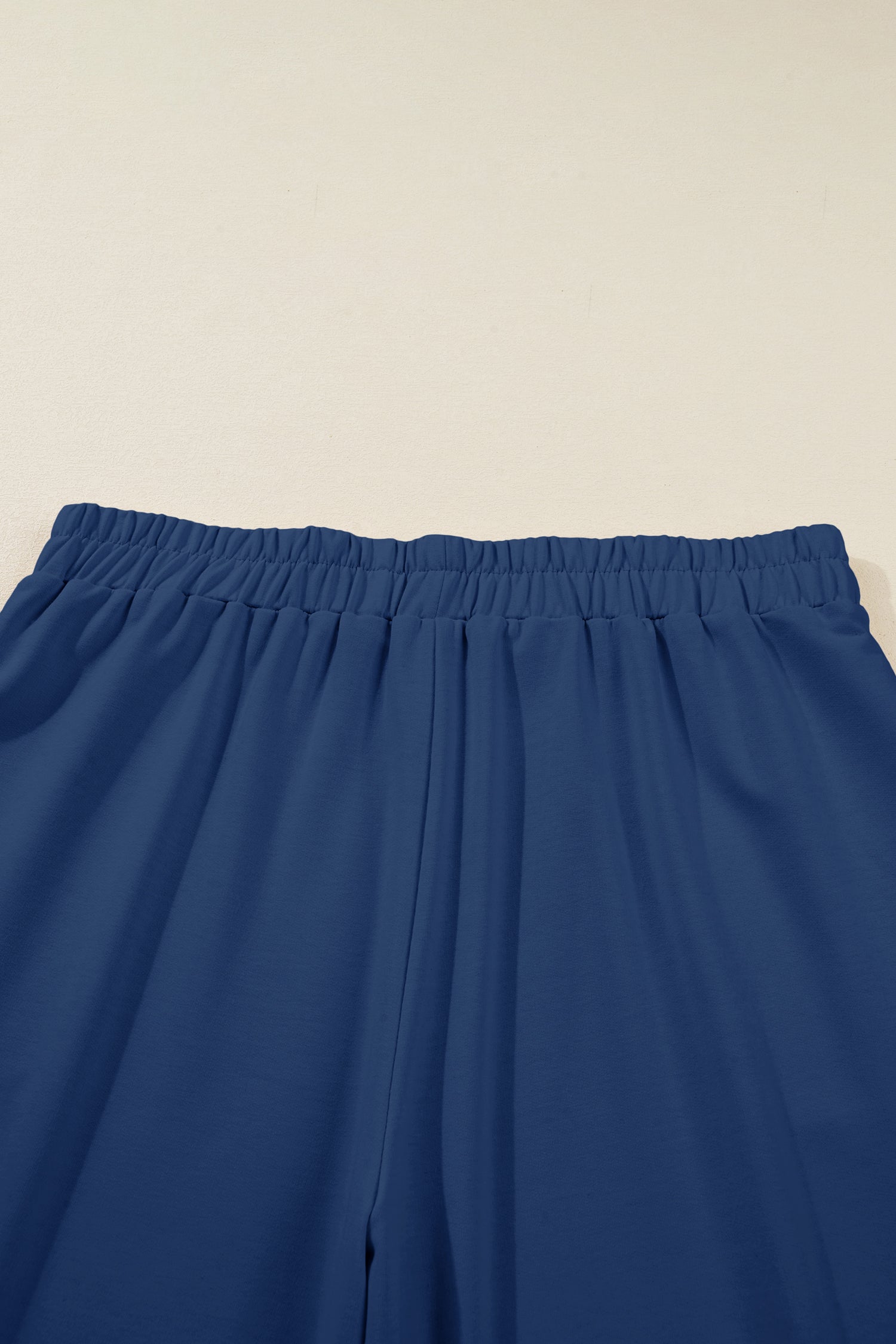 Sail Blue Plus Size Elastic Waist Asymmetrical Hem Loose Capris Pants