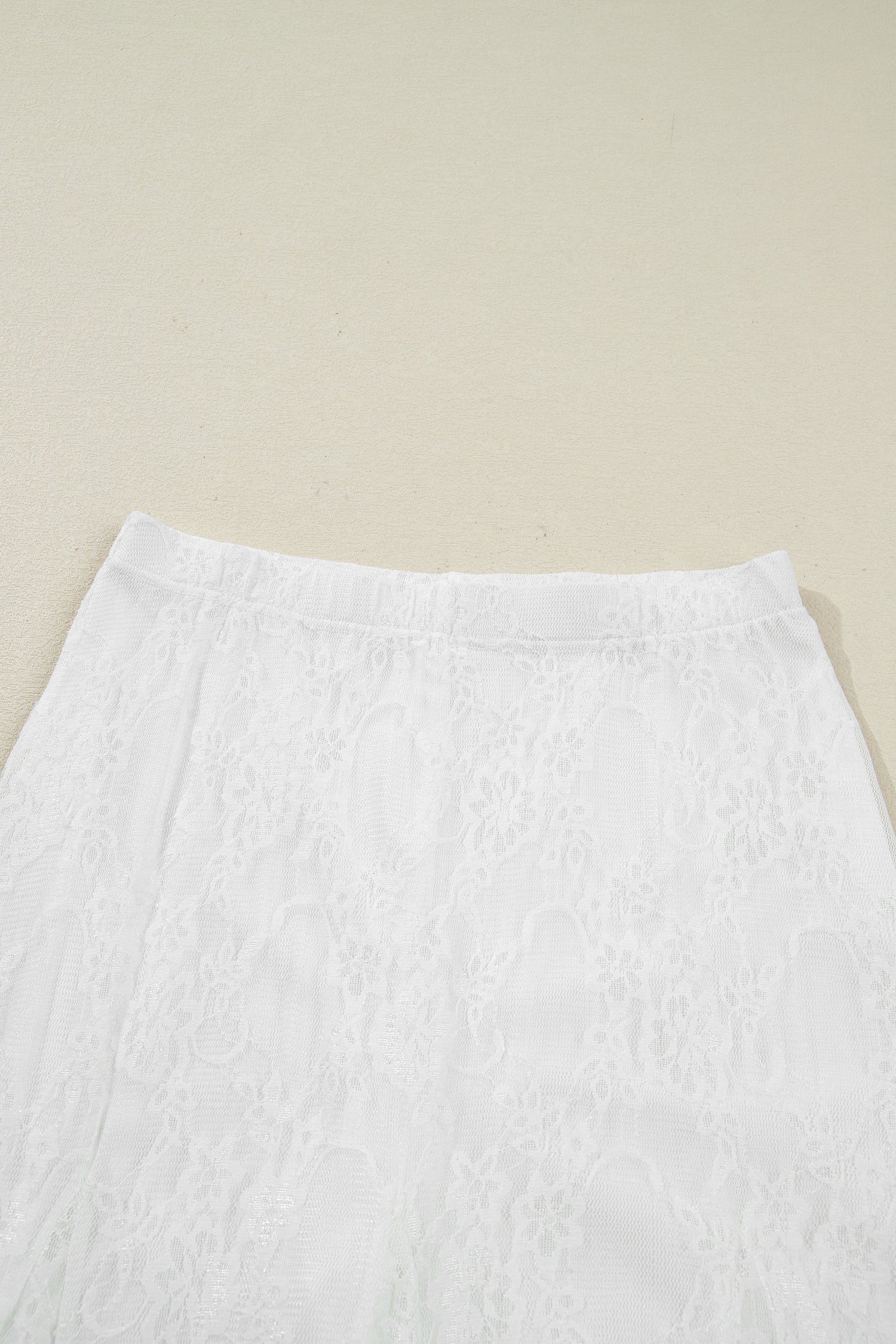 White Sheer Floral Lace Flowy Maxi Skirt