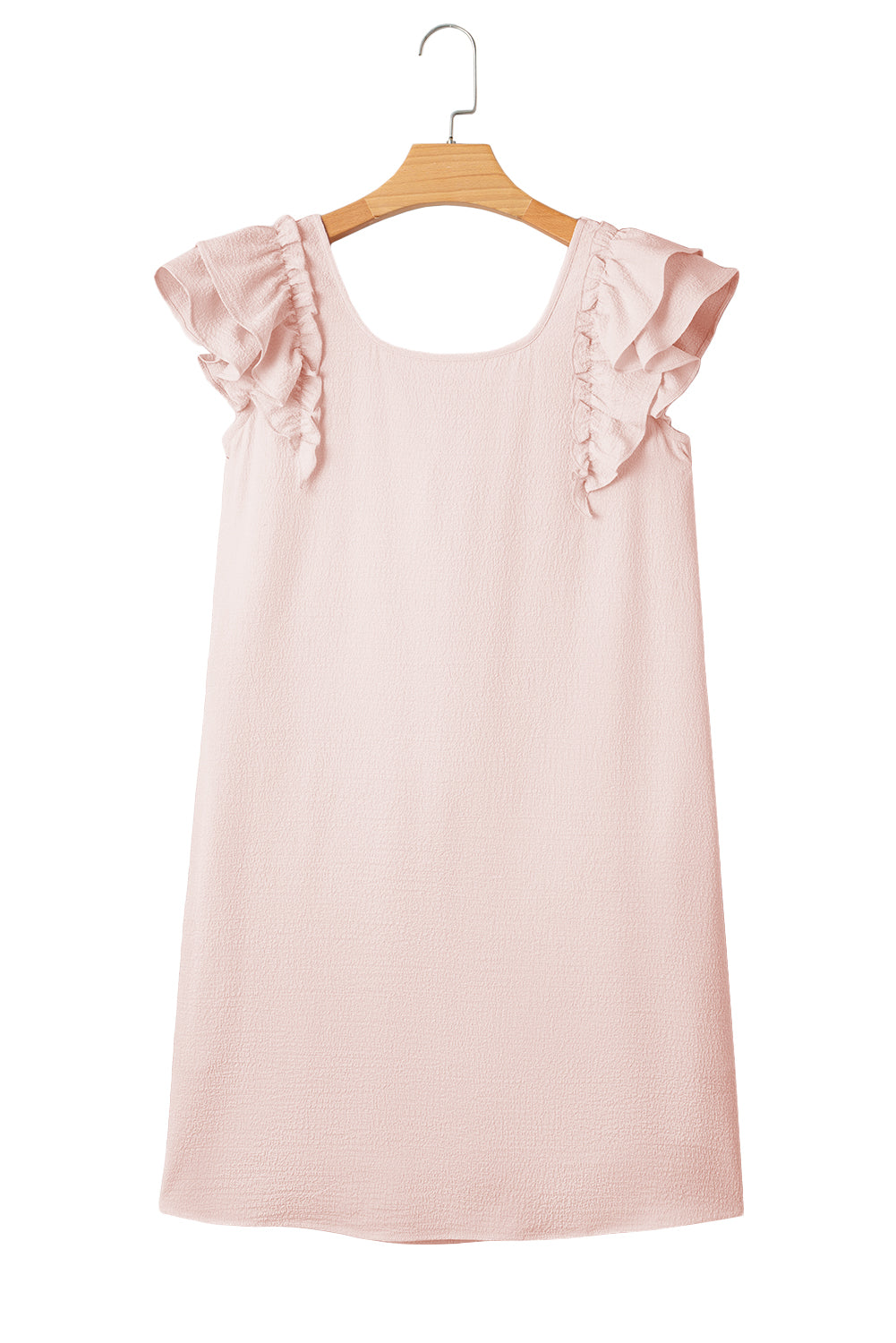 Beau Blue Textured Bow Knot Frilled Butterfly Sleeve Blouse