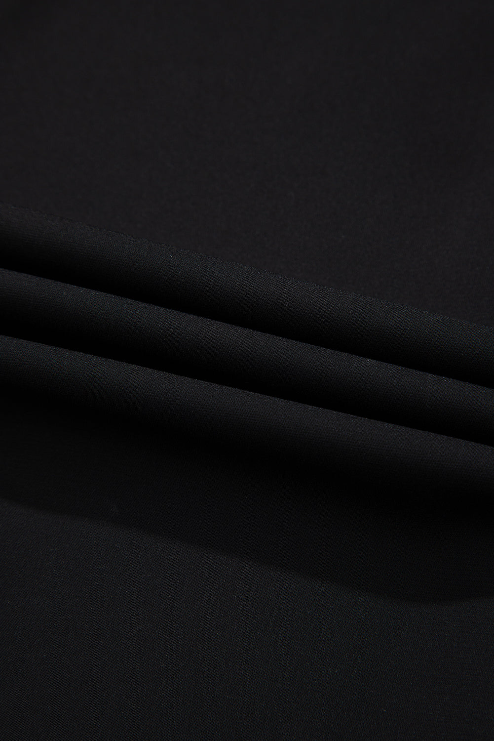 Black Silky Notched Neckline Petal Sleeve Blouse