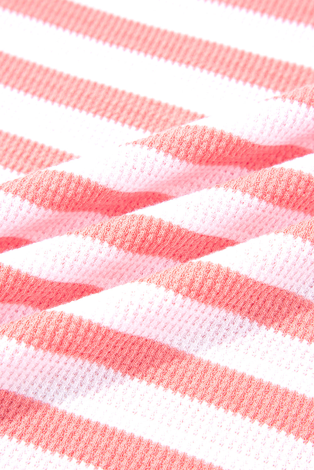 Pink Stripe Textured Contrast Dropped Long Sleeve Top