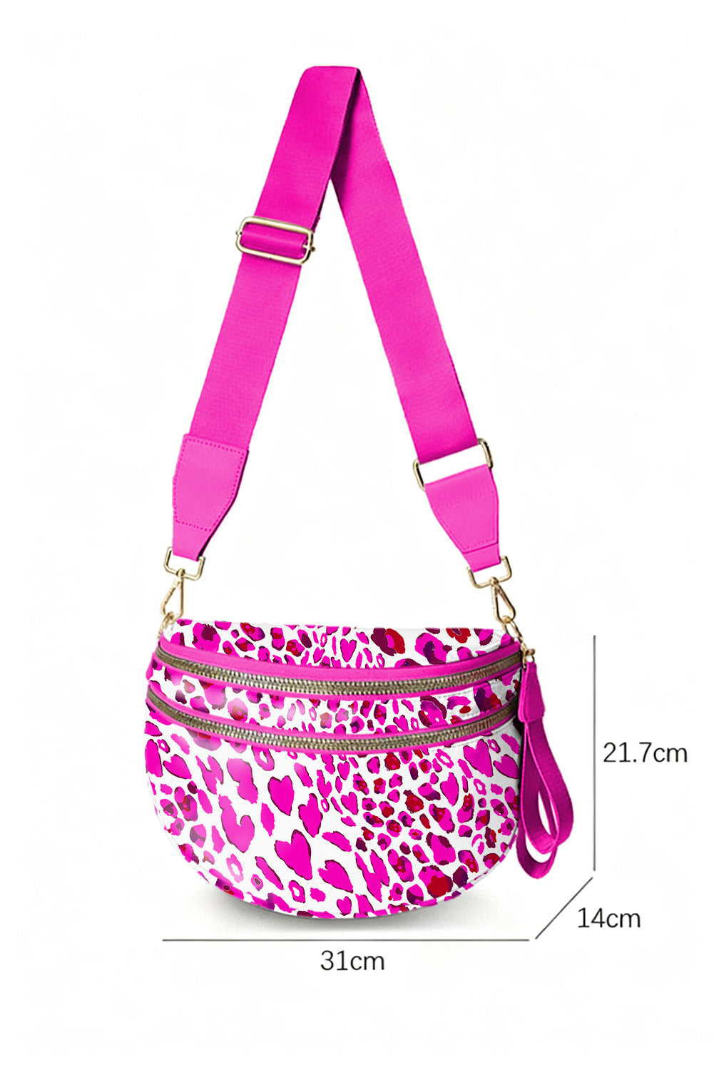 Black Floral Printed Double Zip Crossbody Bag