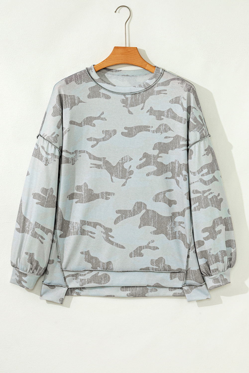 Dearlove Multicolour Retro Camouflage Print Exposed Seam Patchwork Drop Shoulder Sweatshirt