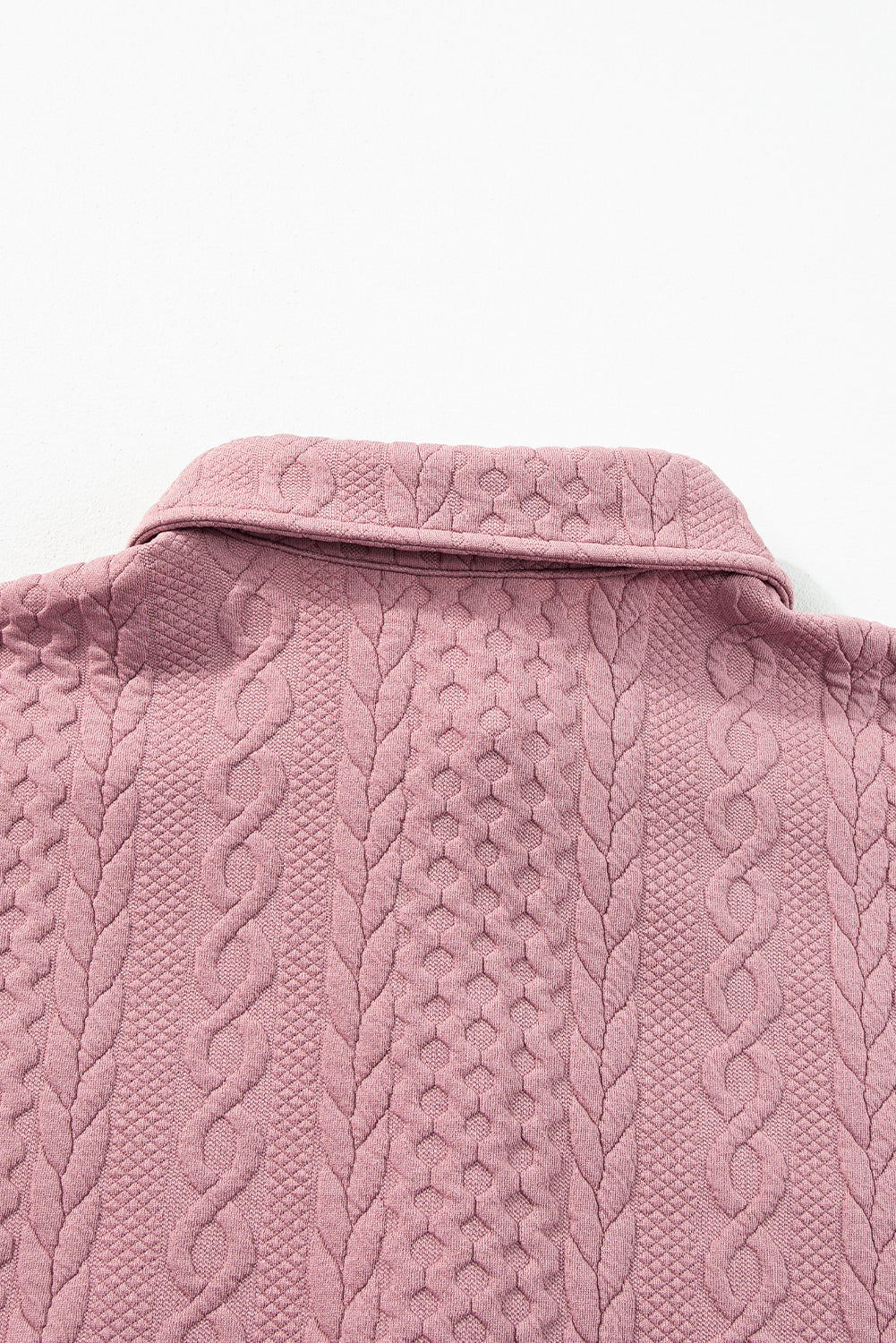 Sepia Rose Cable Texture Puff Sleeve Loose Shacket