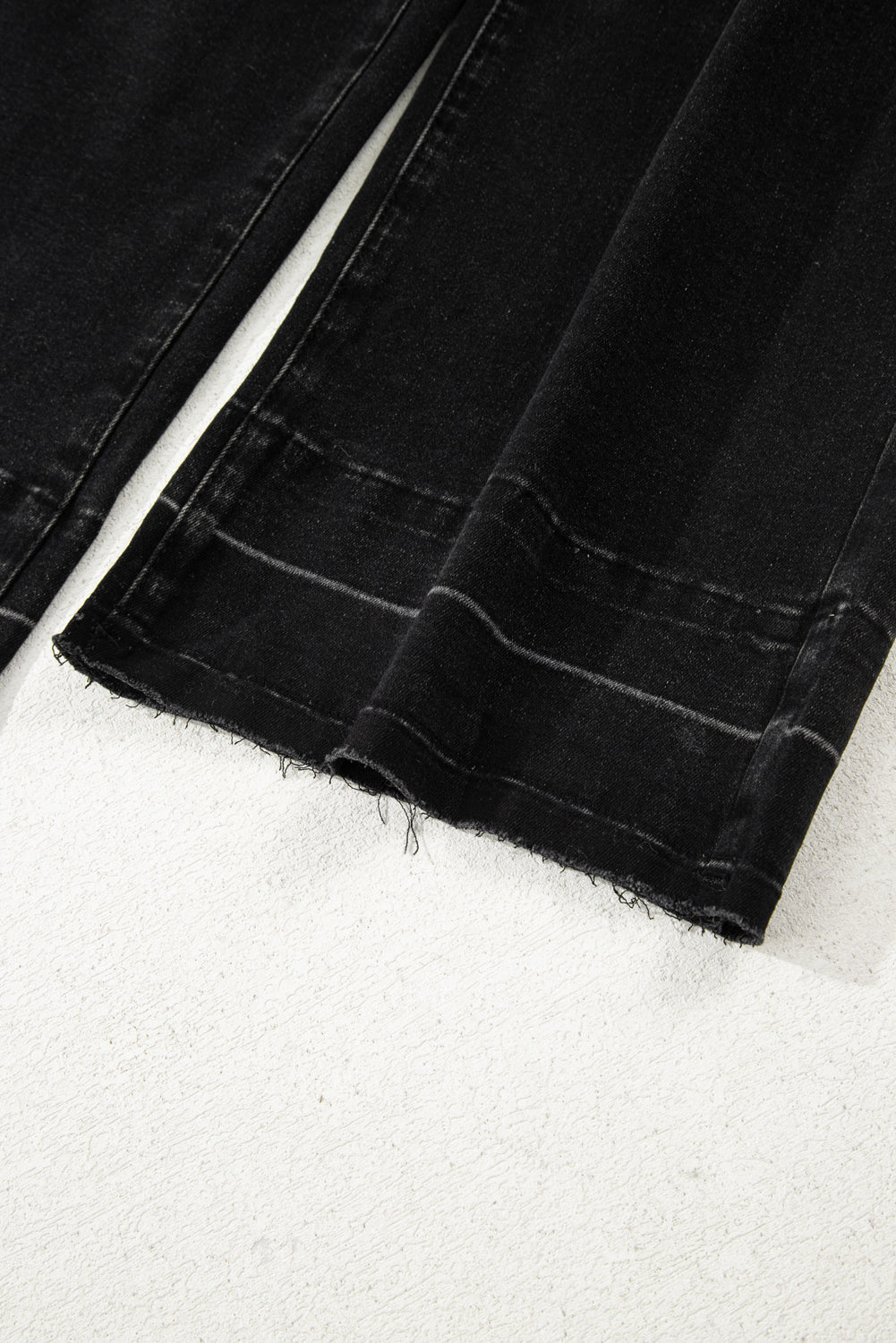 Gray Raw Hem Straight Leg Loose High Waist Jeans