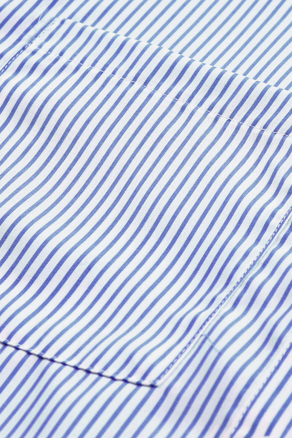 Red Stripe Smocked Cuffed Striped Boyfriend Shirt with Pocket