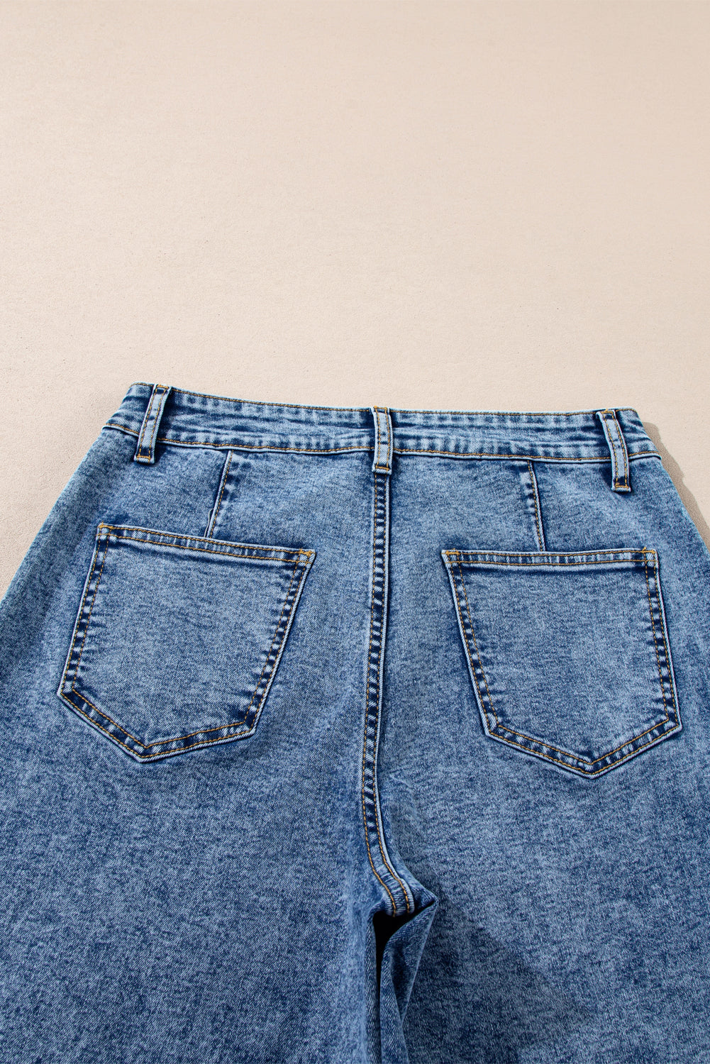 Light Blue Chic Patch Pocket Straight Leg Loose Jeans