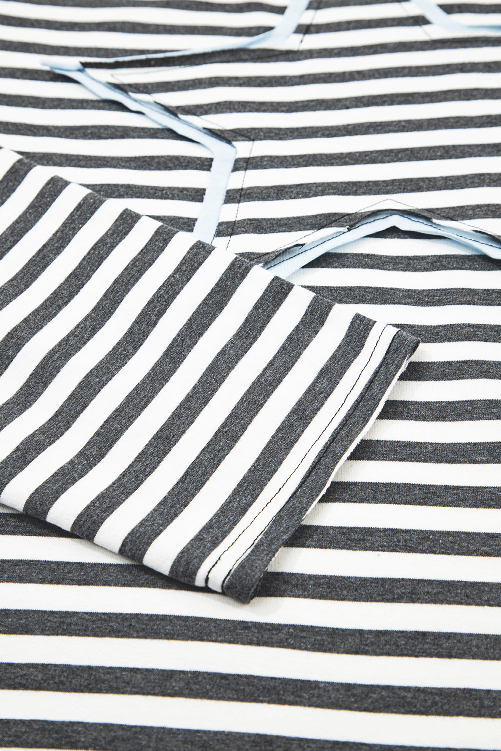 Gray Stripe Contrast Star Stitched Plus Size Long Sleeve Top