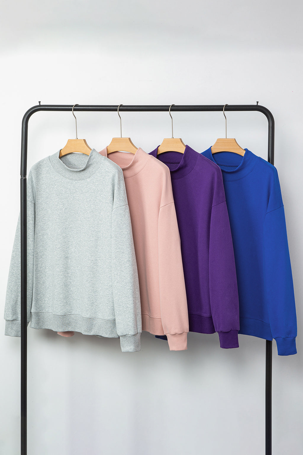Bright Pink Oversize Blessed Embroidered Mock Neck Sweatshirt