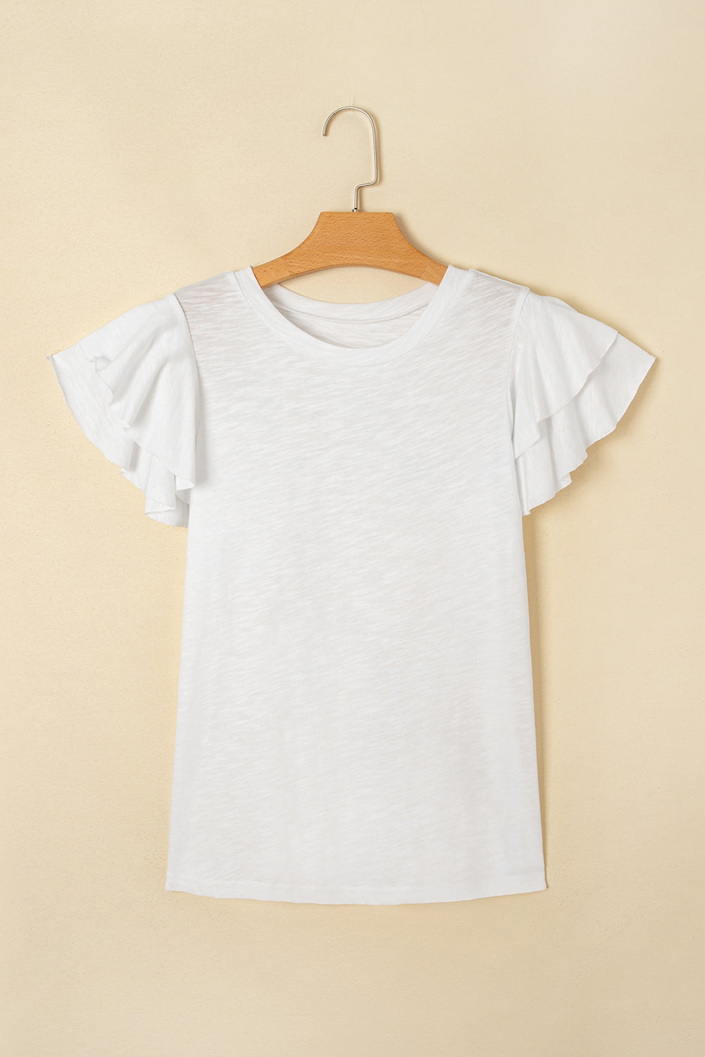 Dark Grey Layered Ruffle Short Sleeve Round Neck Top