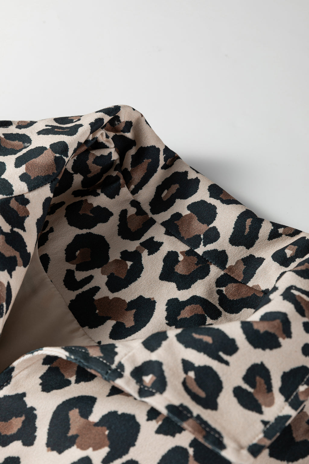 Brown Leopard Open Front Jacket Vest