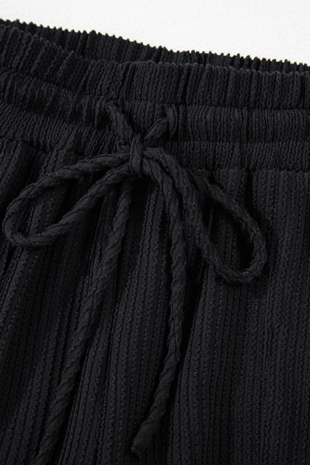 Black MERRY Corded Long Sleeve Top and Pockets Pants Set