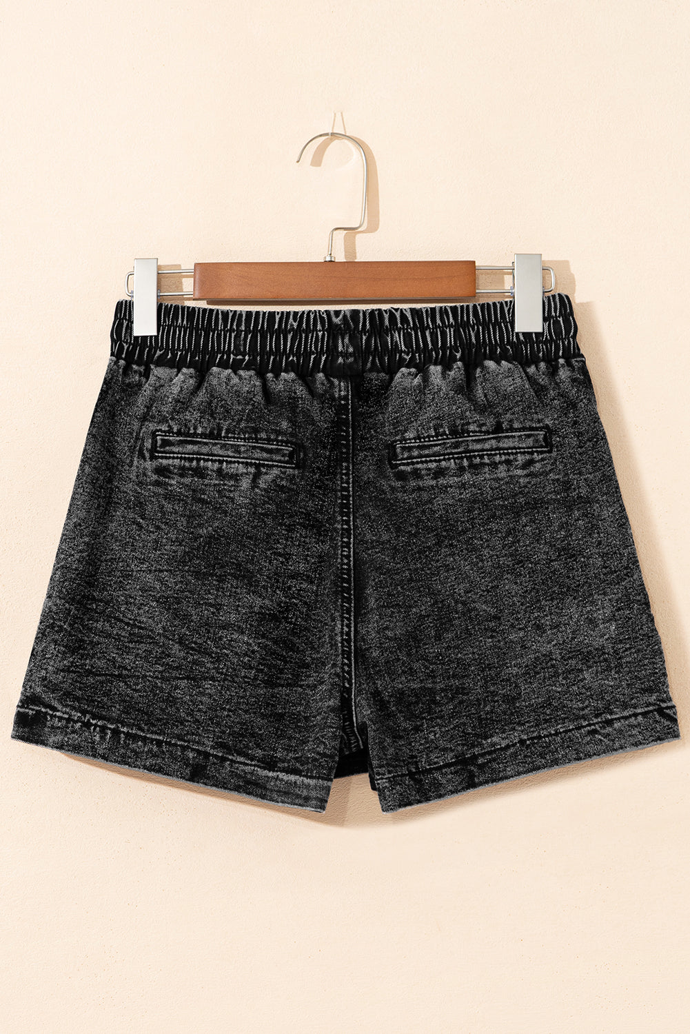 Brown Leopard Print Elastic Waistband Drawstring Denim Skort
