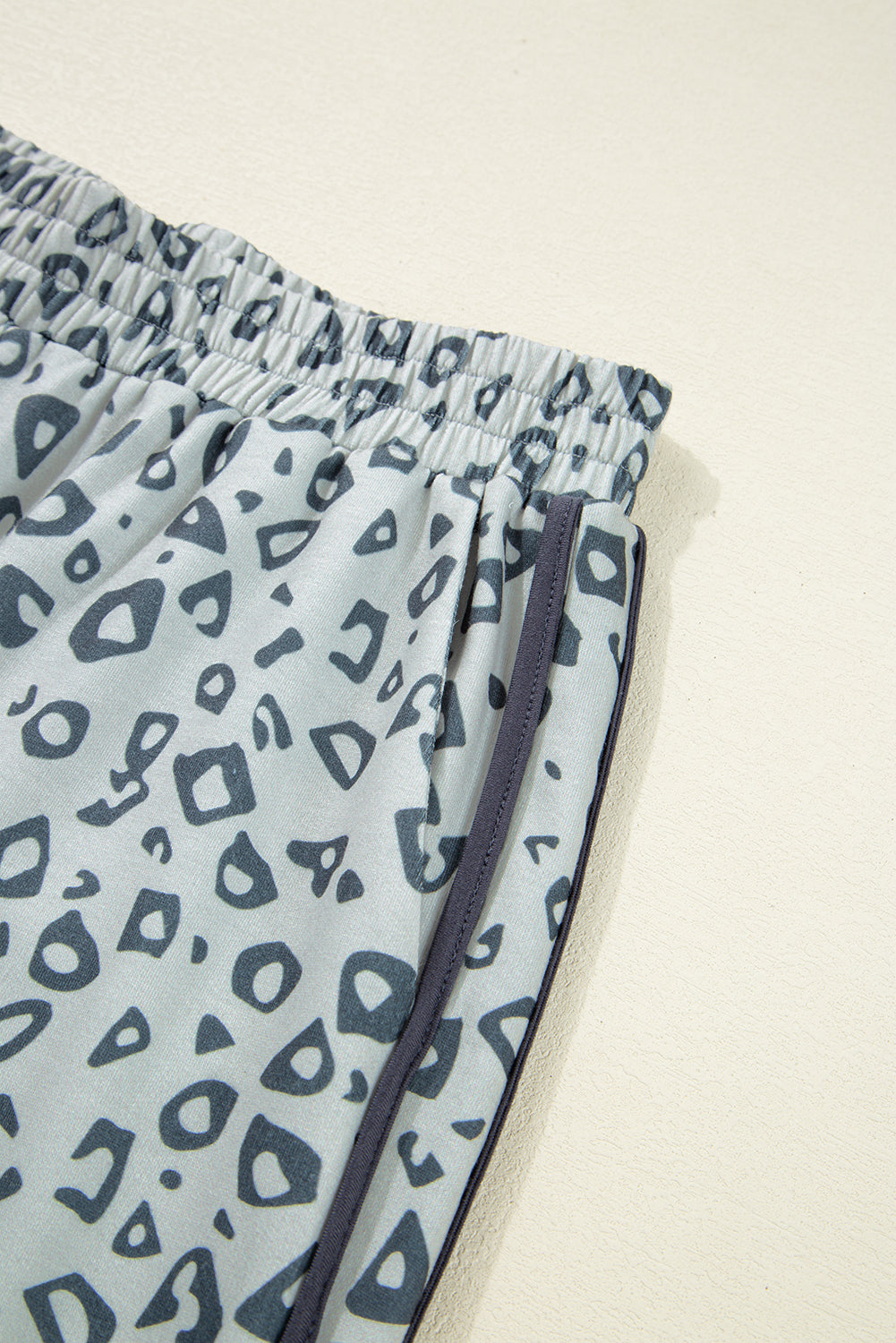 Gray Leopard High Waist Side Bow Straight Leg