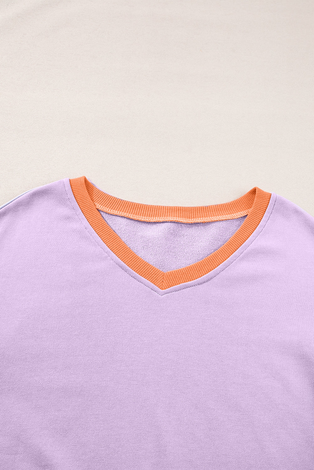 Orchid Bouquet Halloween Floral Pumpkin Color Block V Neck Sweatshirt