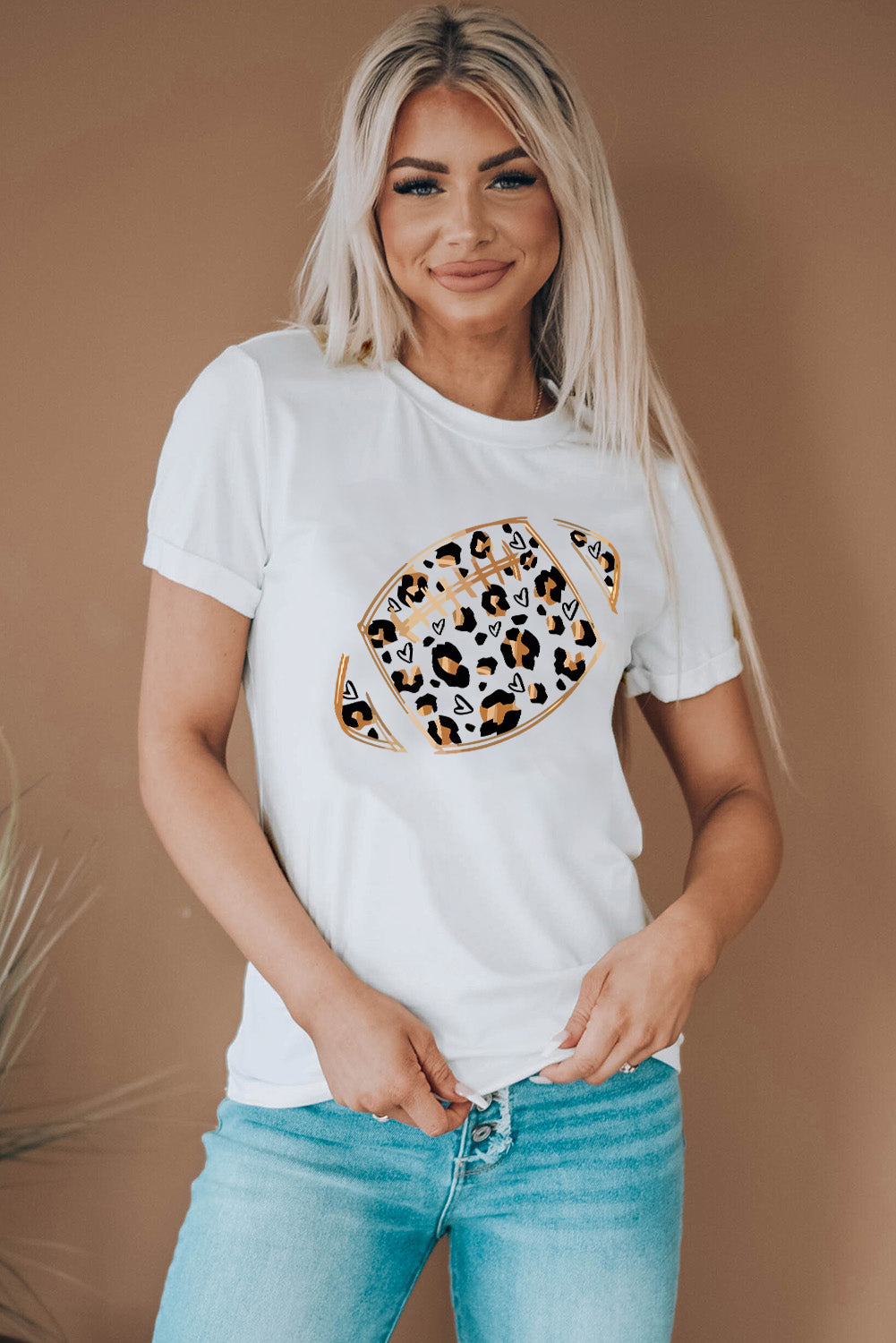 Khaki Game Day Rugby Football Season Leopard Lightning T Shirt