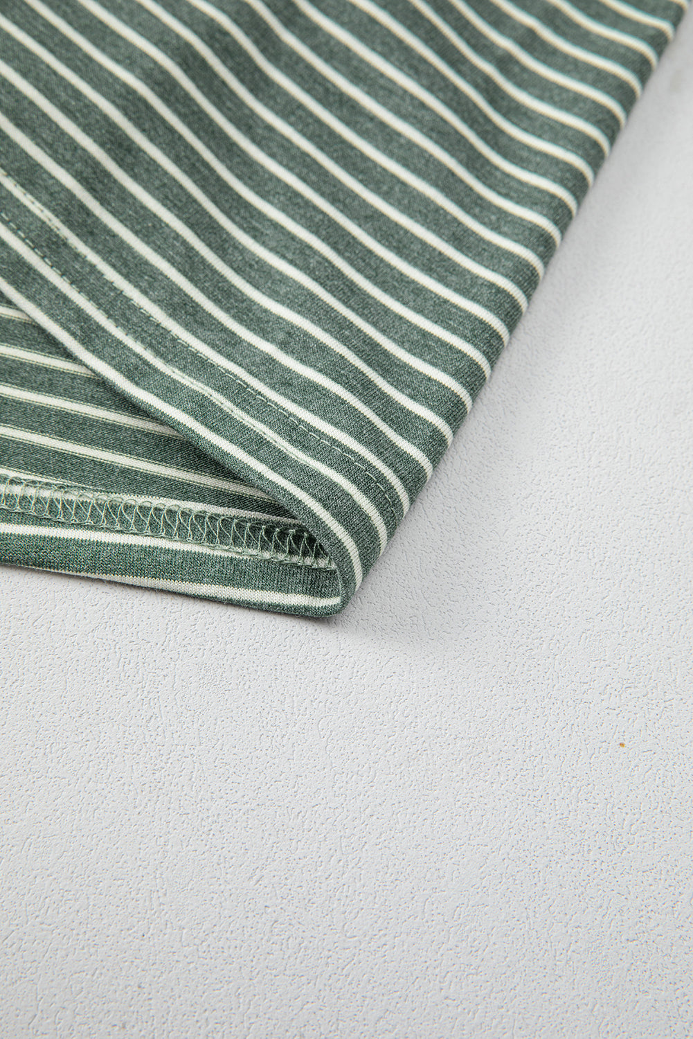 Green Stripe V Neck Stretchy Long Sleeve Top
