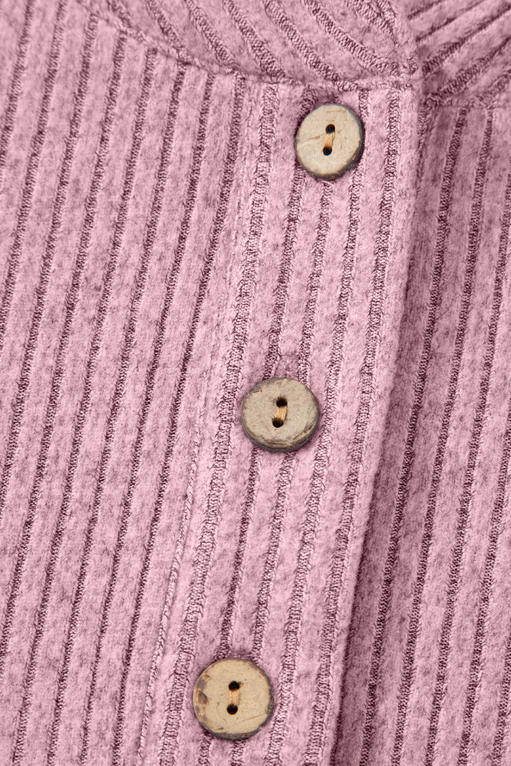 Simply Taupe Plus Size Ribbed Knit Kangaroo Pocket Henley Long Sleeve Top