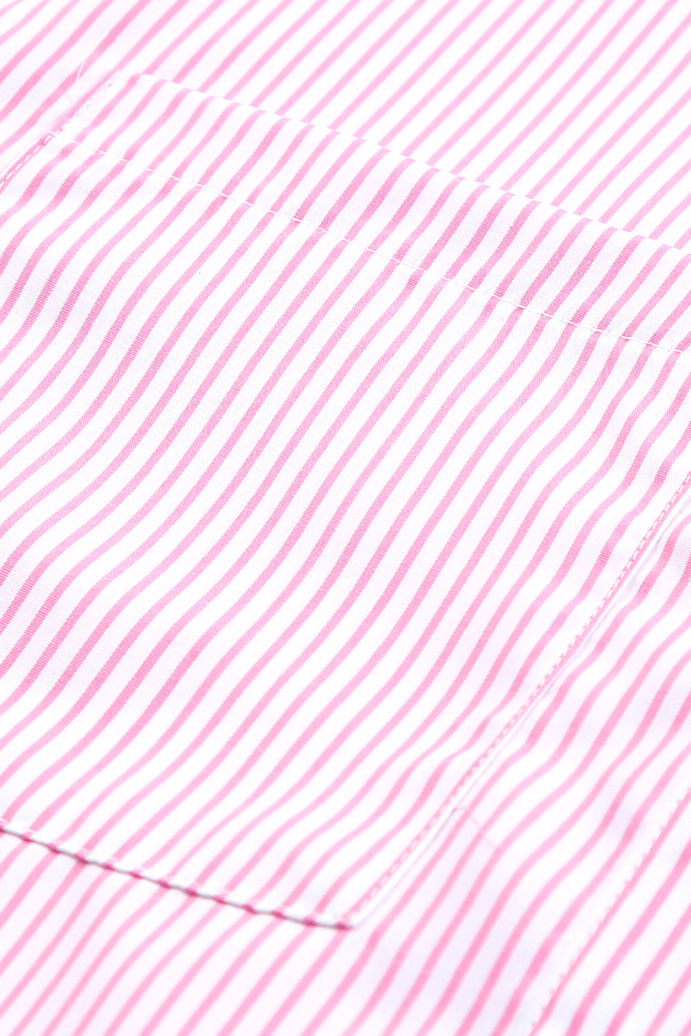 Red Stripe Smocked Cuffed Striped Boyfriend Shirt with Pocket