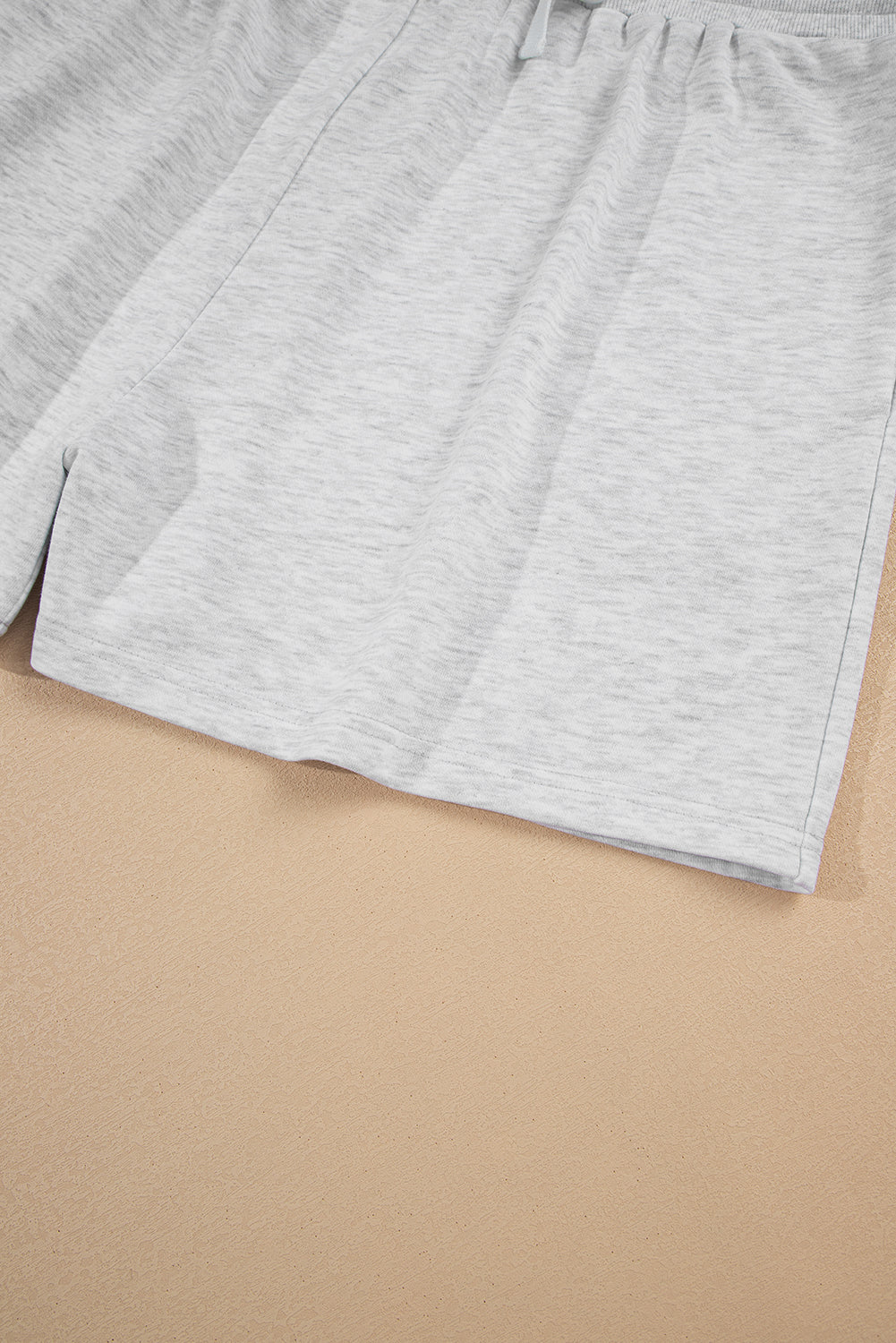 Light Grey Uneven Hem Colorblock Pullover Casual Shorts Plus Size 2pcs Outfit