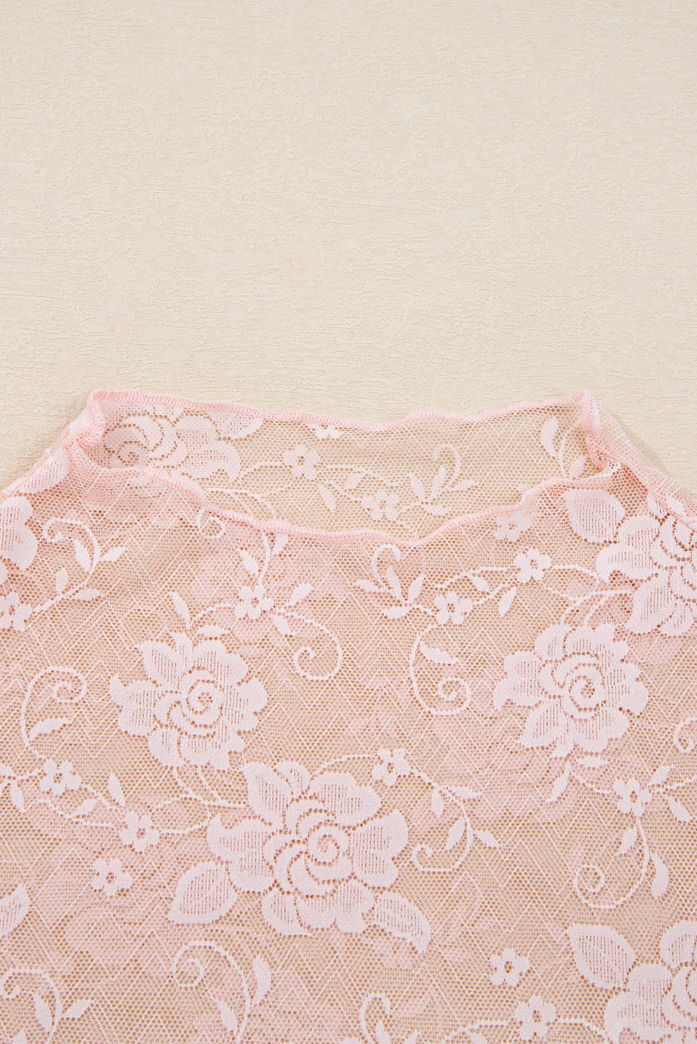 Black Floral Lace Mesh Short Sleeve Sheer Top