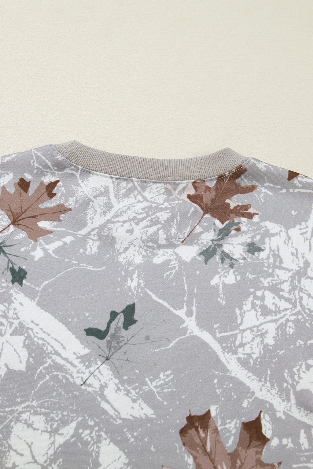 Beige Camo Print Baggy Drawstring Jogger Sweatpants