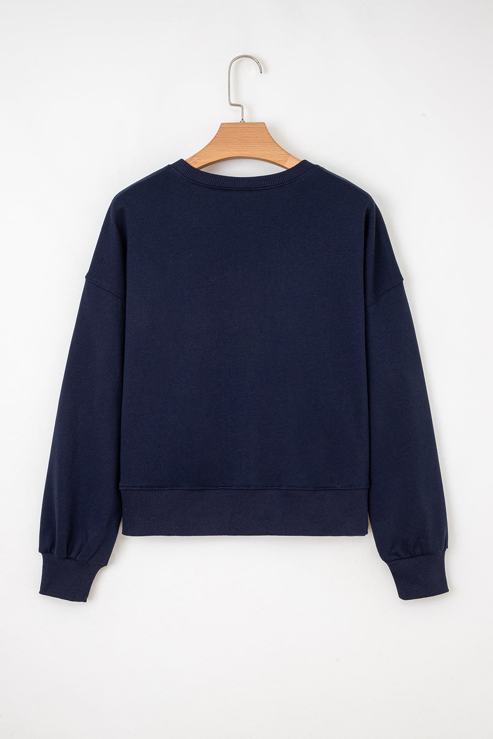 Black CLASSY UNTIL KICKOFF Plush Letter Patched Loose Sweatshirt