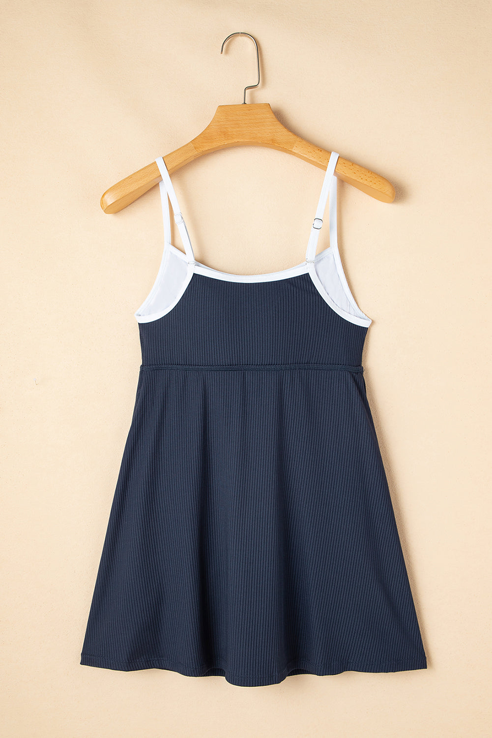 Russet Orange Color Block Edge Ribbed Pocketed Lined Swim Dress