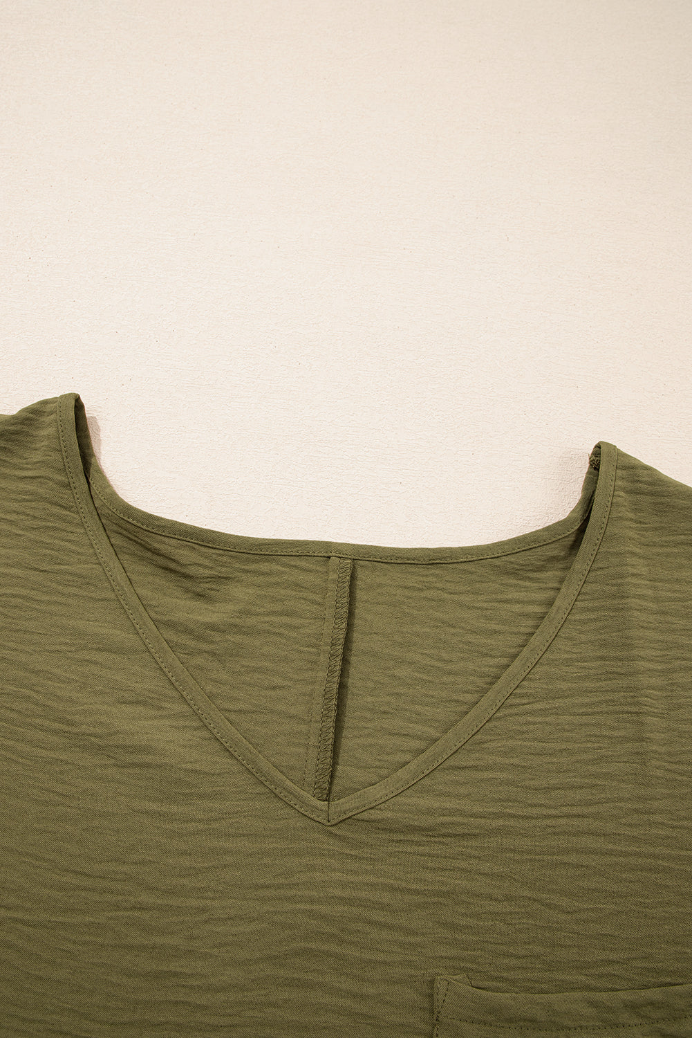 Pink Textured Half Sleeve V Neck Plus Size T Shirt with Chest Pocket