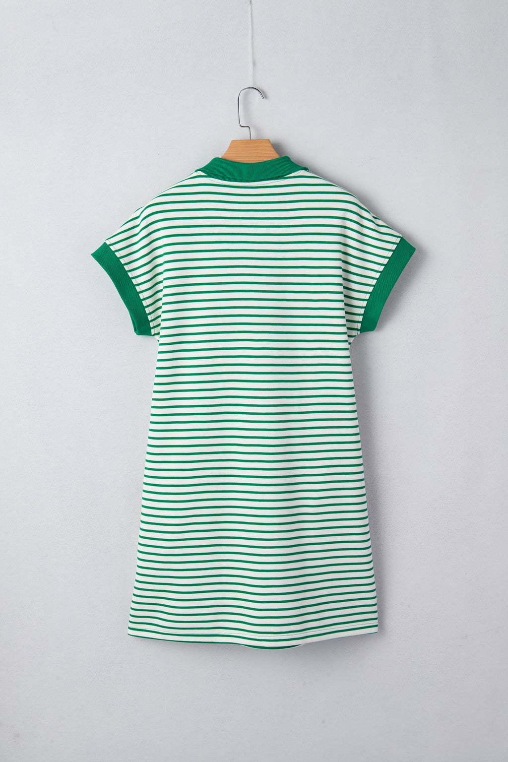 Green Stripe Magic St Patricks Day Sequin Graphic Zip Polo Tee Dress