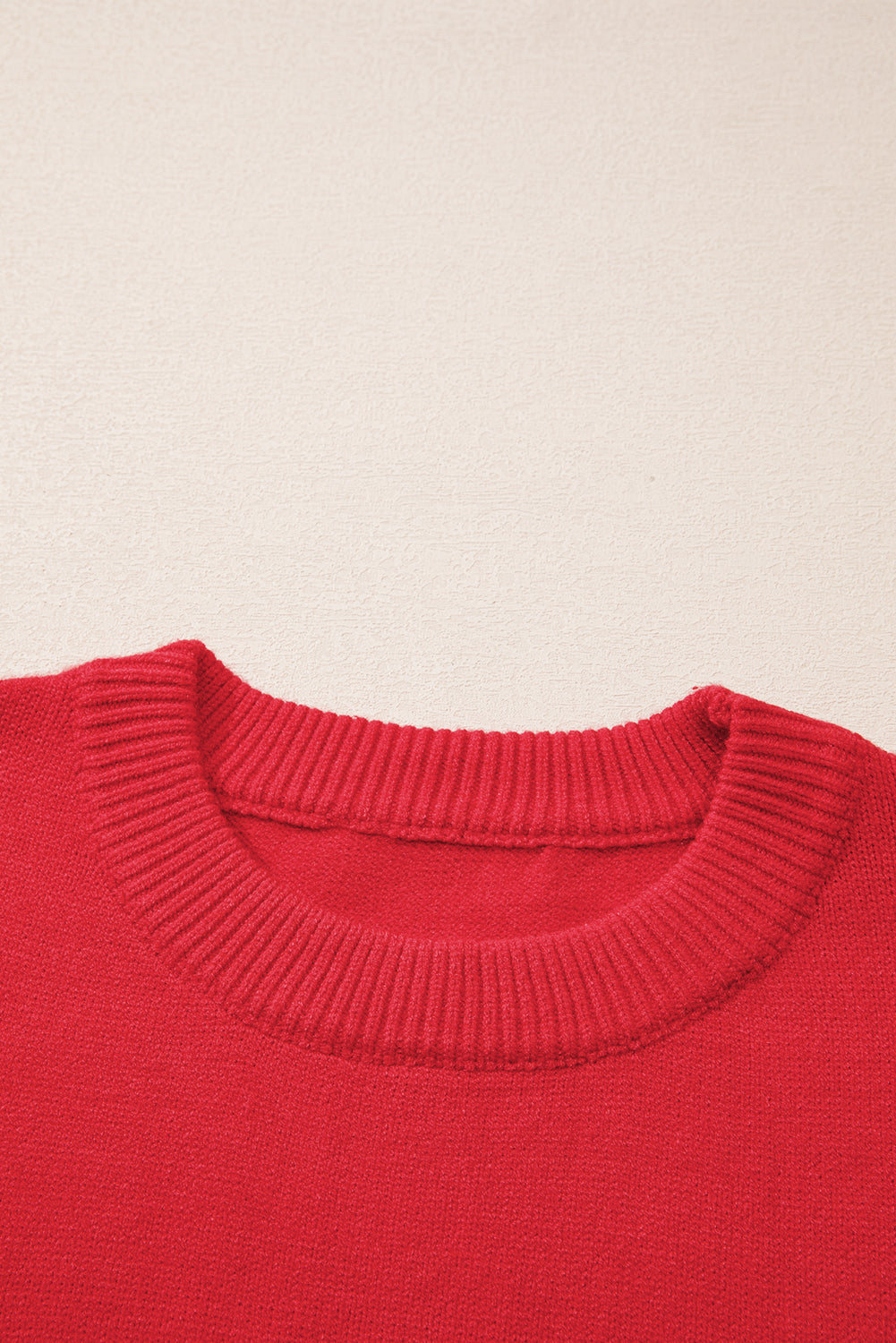 Fiery Red Tinsel Merry Letter Drop Shoulder Baggy Sweater