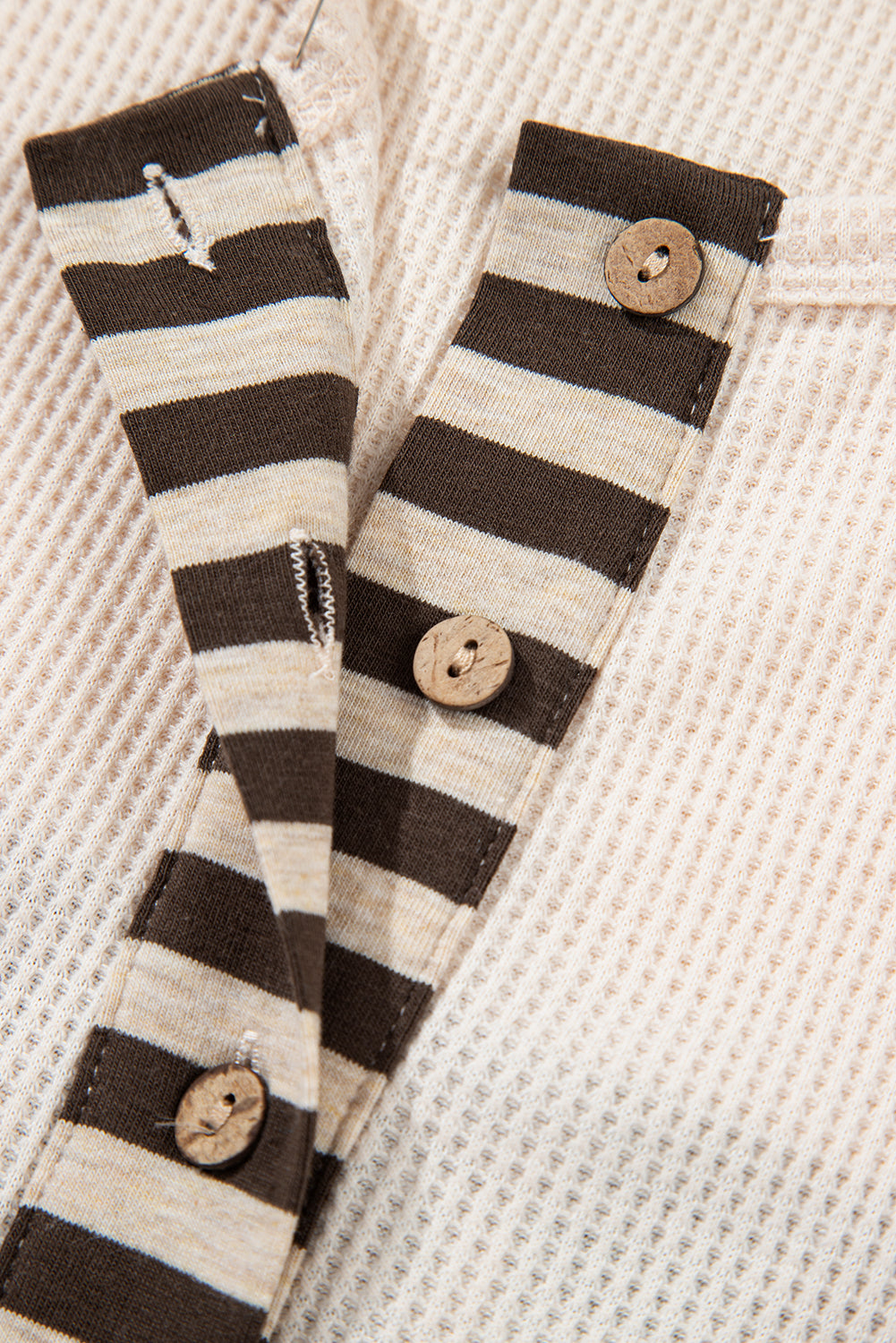 Parchment Plus Size Waffle Colorblock Striped Plaid Patchwork Half Button Pullover