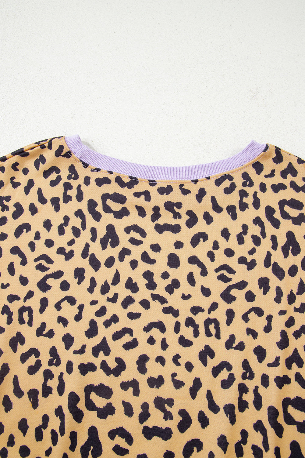 Khaki Leopard Striped Patchwork Plus Size Loose Sweatshirt