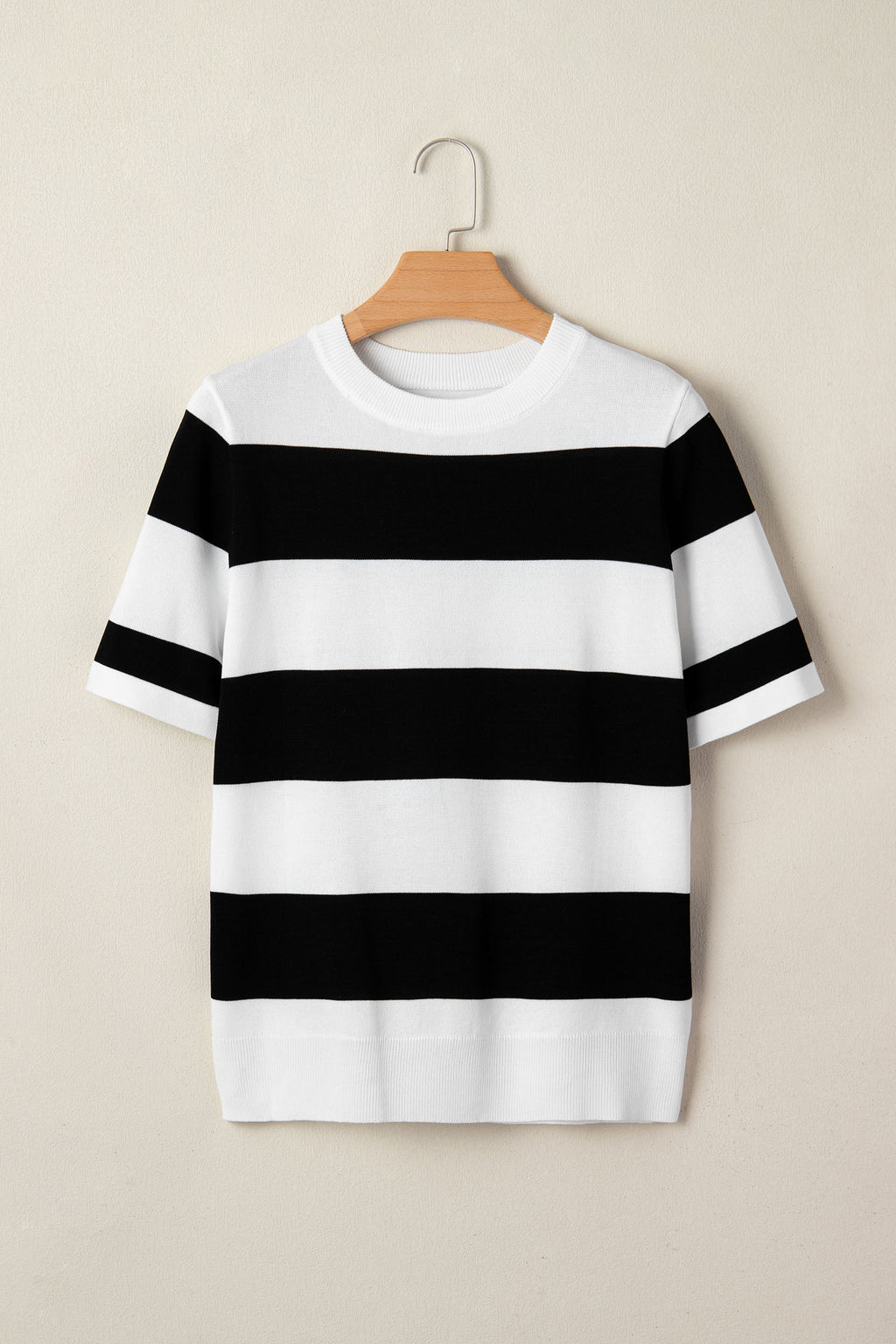 Pink Stripe Colorblock Striped Knitted T shirt